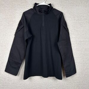 Tacvasen‎ Tactical Shirt Mens Medium Black 1/4 Zip Up Collar Raglan Sleeves